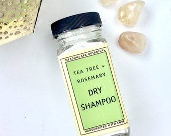 Organic Dry Shampoo - Tea Tree + Rosemary | Natural Dry Shampoo Powder | Vegan Shampoo for Oily Hair | Travel Shampoo | Organic Hair Care