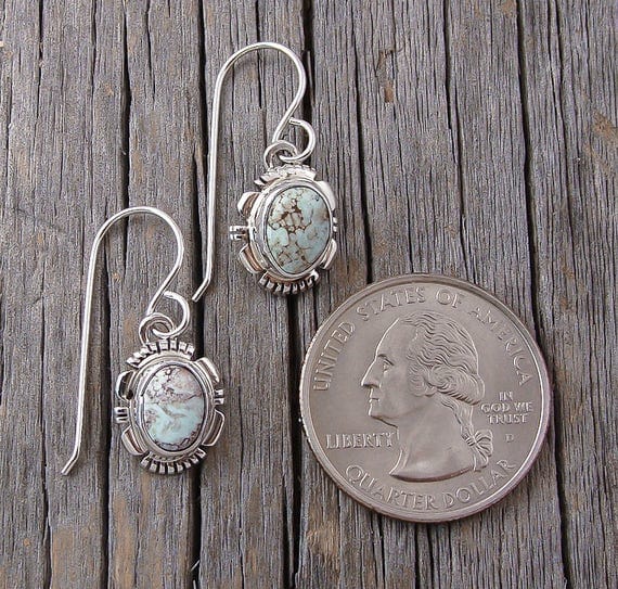 Navajo Dry Creek Turquoise Dangle Silver Earrings, Navajo Dangle Earrings, Dry Creek Earrings, Turquoise Silver Earrings, Women's Earrings