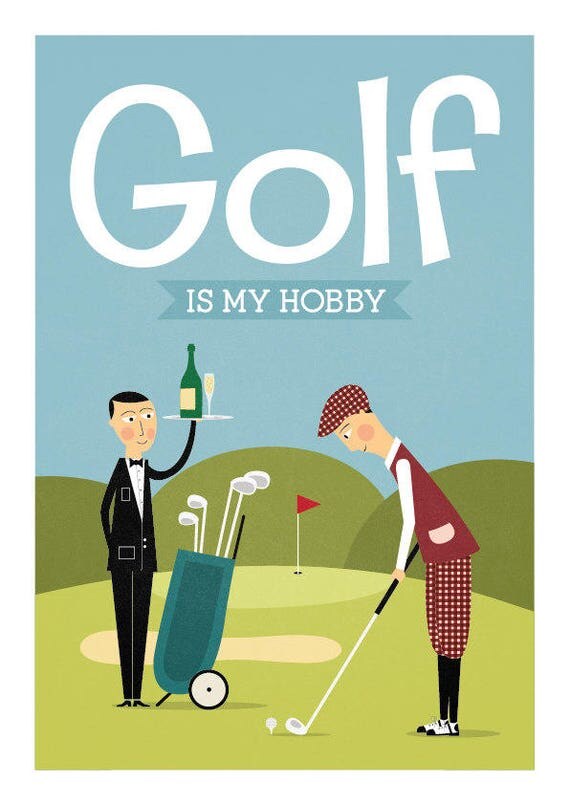 golf print golf illustration golf decor mid century modern