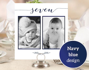 1-10 Personalized Photo Table Numbers Printable Numbers, Photo Table Number Cards Templates, Wedding Photo Cards Printable Templates