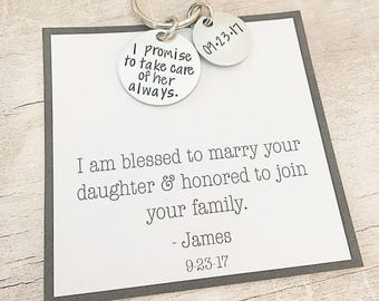 Father of the Bride Gift from Groom - I Promise to Take Care of Her Always - Father of the Bride Gift - Personalized Keychain