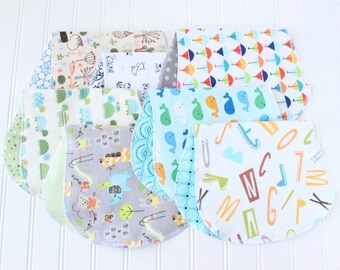 Baby Boy Burp Cloths - Set of 7 - Baby Shower Gift - Baby Gift - Woodland