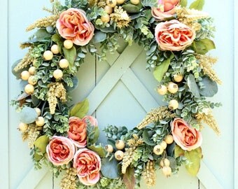 Fall Wreath ~ Fall Door Wreath ~ Fall Decor ~ Farmhouse Decor ~ Autumn Wreath ~ Autumn Decor
