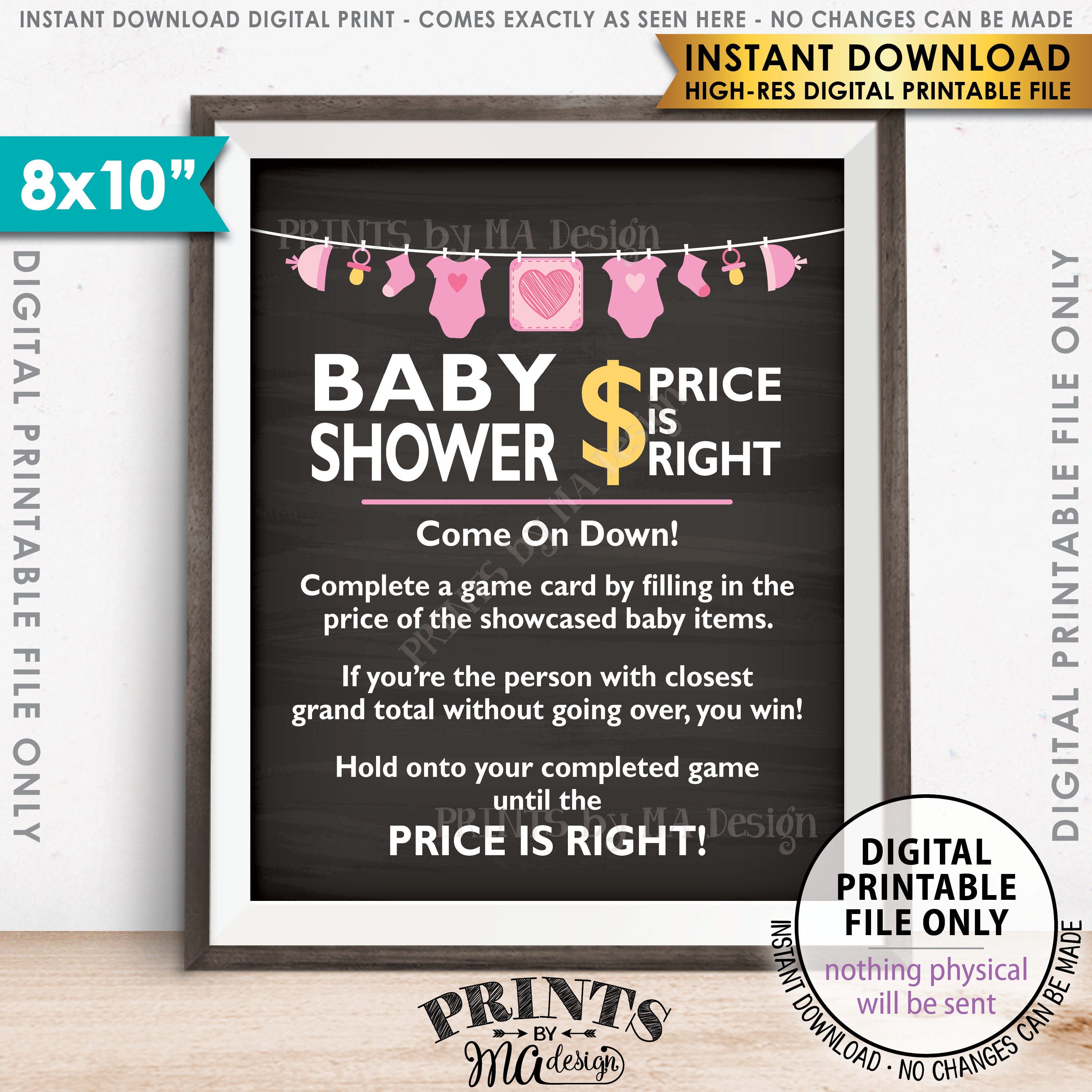 Price is Right Baby Shower Game Sign, Guess the Prices ...