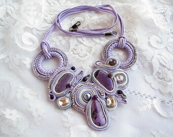 Purple necklace Lilac necklace Stichtite necklace Women gift for mother Gift ideas Christmas gift Unusual necklace Statement necklace Beaded