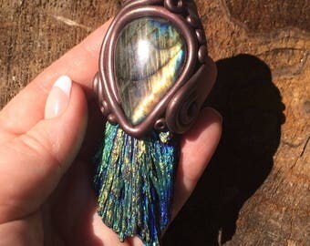 Titanium Aura Kyanite & Labradorite pendant