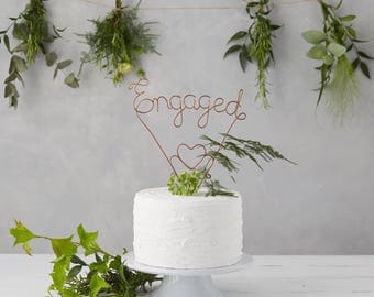 Engaged Cake Topper - Copper Cake Topper - Wire Cake Topper - Engaged Ornament - Golden Cake Topper - Engagement ornament - Cake Toppers UK