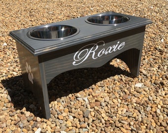 Raised Dog Feeder, Personalized Dog Feeder, Personalized Wooden Dog Bowl Stand, Raised Dog Bowl, Elevated Dog Bowl, Dog Bowl Stand
