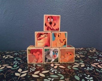 Lion King Blocks, Lion King baby shower,decor, storybook blocks, story blocks, baby nursery, birthday