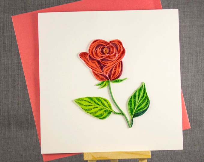 3D Handmade Card  Quilling Card Quilled Rose Love Card Paper Quilling