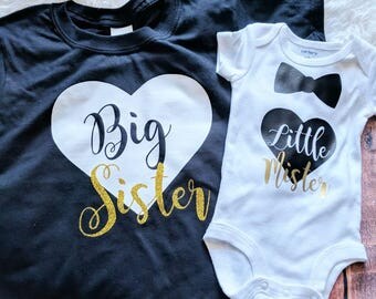 Sibling shirts, matching sibling shirts, big sister little brother shirts, Big sister little mister shirts, kids shirts