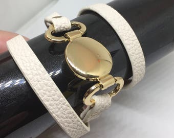 Wrap Bracelet, Monogram Bracelet, Leather Monogram Bracelet