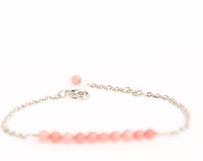 Pink opal bracelet, Small birthday gift, Pink opal jewelry, Opal stone jewelry, Opal stone bracelet, Valentine gift for wife