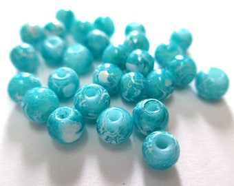 20 small pearls, white painted glass 4mm (A-17)