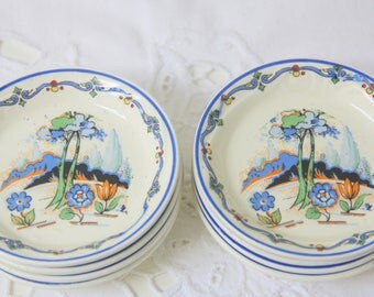 Set of Eight Vintage Société Ceramique Maestricht Candy Dishes, Petit Four Plates, Made in Holland