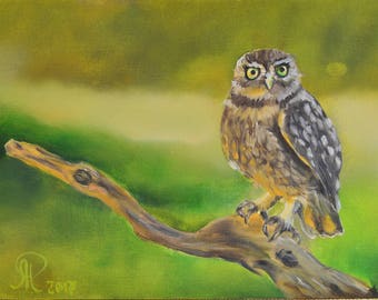 owl painting , nursery art , bird art