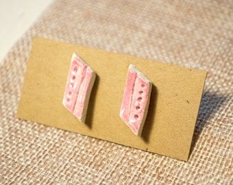 Light Pink Ceramic Stud Earrings, clay earrings, ceramic jewelry, statement jewelry, blush earrings