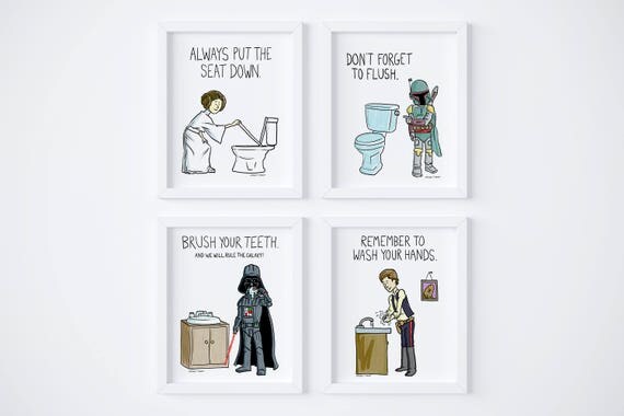 PRINTABLE Star Wars Kids Bathroom Rules Set of 4 Instant PRINTABLE Star Wars Kids Bathroom Rules Set of 4 Instant