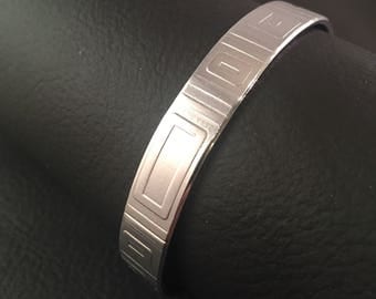 Embossed Bracelet, Cuff Bracelet, Designer Inspired Aluminum bracelet, Rectangles, Aluminum Cuff Bracelet, Hand Stamped Jewelry