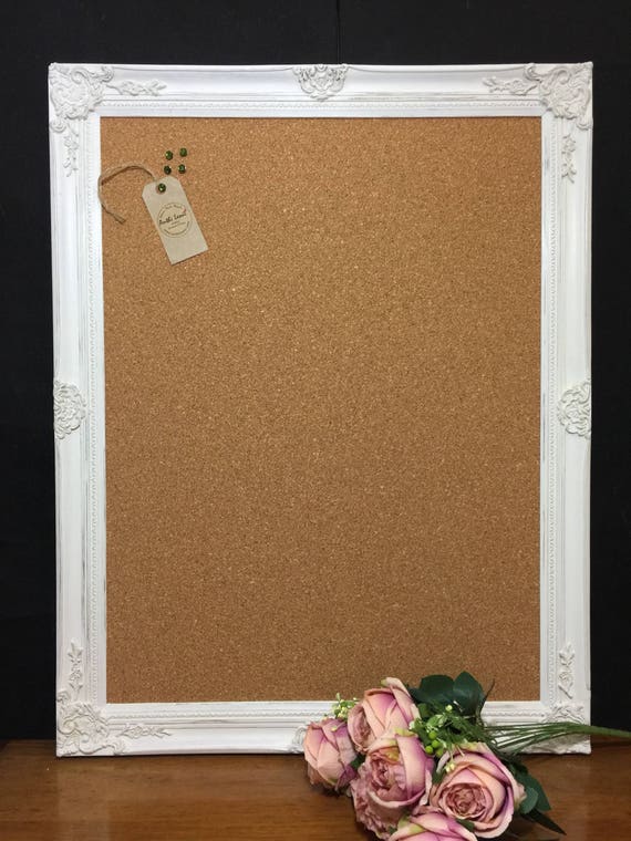 Shabby Chic Style VISION BOARD - Extra Large Pin Board | Ornate Corkboard / Shabby Chic Notice Board | Framed Message Board | Wedding Sign