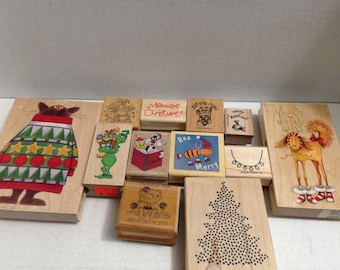 Vintage Rubber stamp grab bag - Christmas #5