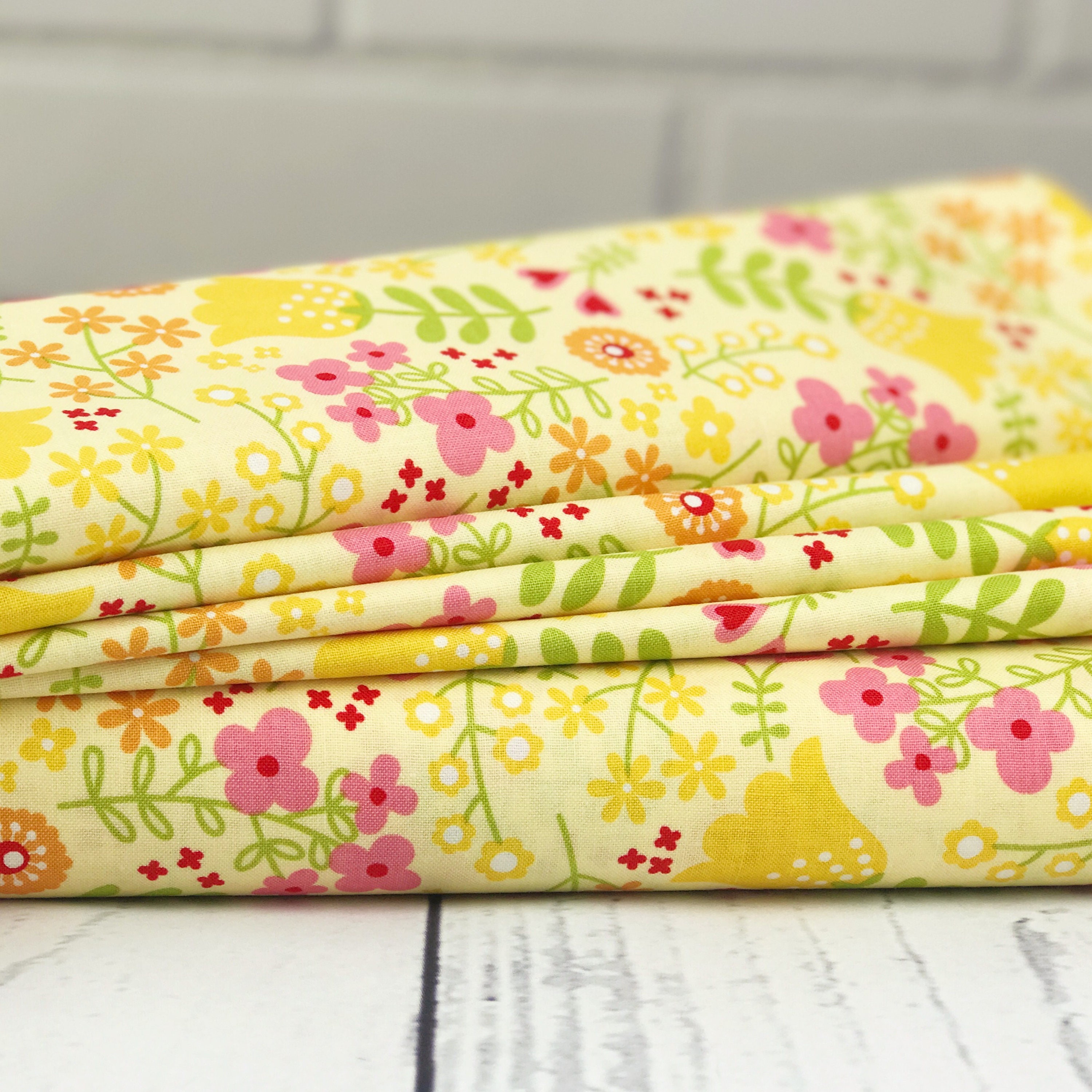 Yellow Floral Quilt Fabric Happy Day Riley Blake Designs Floral