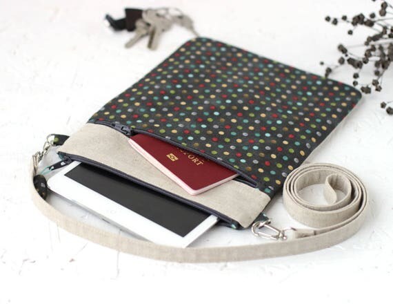 Small crossbody bag Travel document organizer iPad mini case