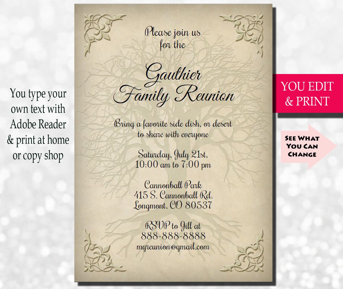 Family Reunion Invitation Family Party Invitation Family Get