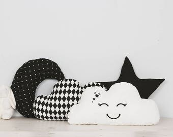 SET of 4 Scandinavian Nursery decor cushions, teepee playtent decorative kids pillows, Cloud, moon and star cushions