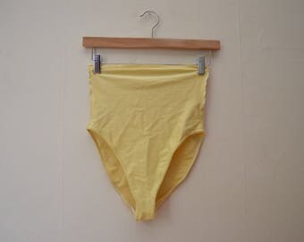 Vintage The Festival Coachella Burning Man Rave Sexy High Waisted Yellow Ribbed Lingerie Panties Hot Pants Womens size Small or Medium