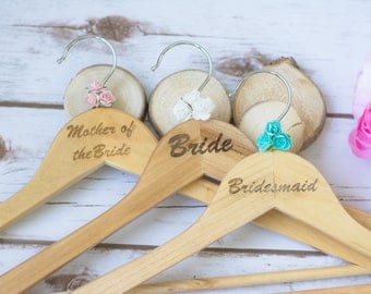 Bride Dress Hanger Rustic Wedding Dress Hangers Bridesmaid Hanger Wooden Hangers Mother of the Bride Maid of Honer Hanger Gift Hangers