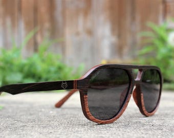 Paul Ven Fox Two Woods Aviator Dark Woods Sunglasses, polarised wooden sunglasses, man woman wood sunglasses, free eu shipping