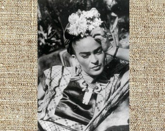 Frida Kahlo photograph, Frida black and white photo print, Kahlo vintage photograph, art style icon, framed photograph