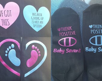 Ivf socks - baby socks - infertility socks - ivf monogram socks - pregnancy socks - think positive socks - ivf got this socks