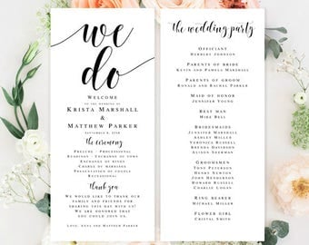 Printable wedding program Template download Editable wedding program We do wedding Programs for wedding Rustic wedding program template