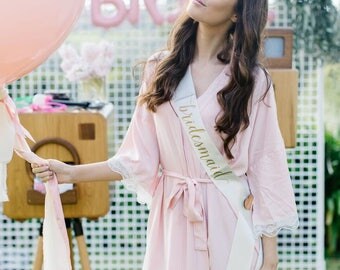 Lace Bridal Robe // Bridesmaid Robes // Robe // Bridal Robe // Bride Robe // Bridal Party Robes // Bridesmaid Gifts // Blush Bridal Robes