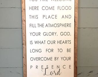 Holy Spirit You are Welcome Here | Scripture Sign | Bible Verse | Christian Decor | Wall Art | Farmhouse Style Wood Sign | Framed Art
