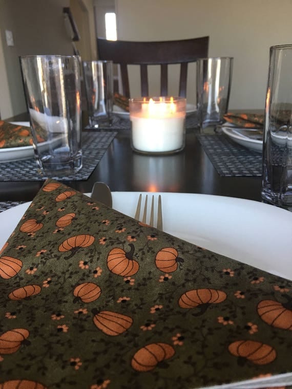 Autumn Napkin Pumpkin napkin Fall decor Halloween