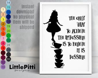 Disney Alice in Wonderland, Alice in Wonderland Quote, Lewis Carroll, Wonderland theme, instant download, disney nursery, disney quote print