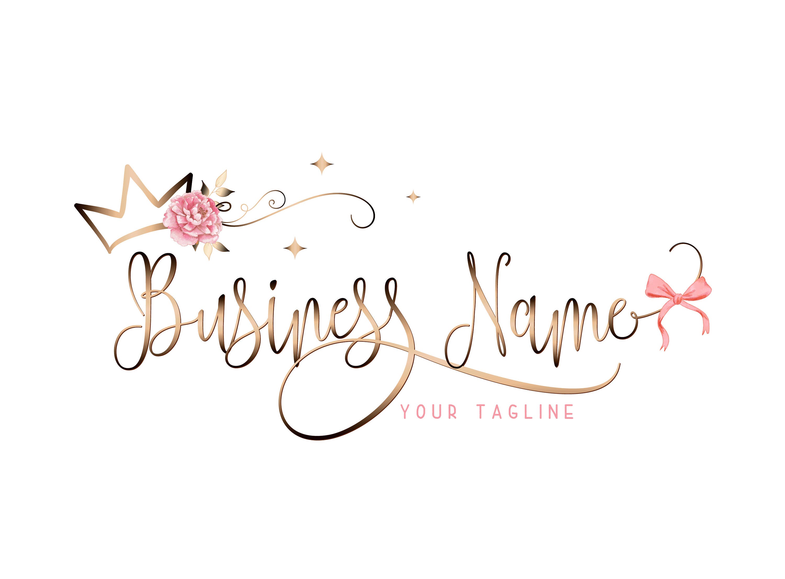 Custom Logo Design Pink gold Logo Premade Logo Design