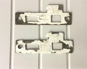 Vintage metal door latch covers - striker plates