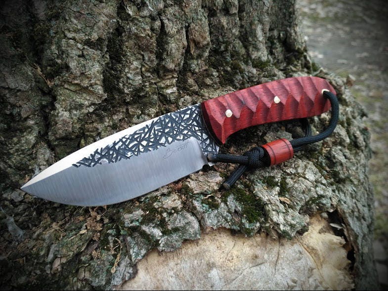 65G carbon steel custom knife. Outdoor bushcraft knife with