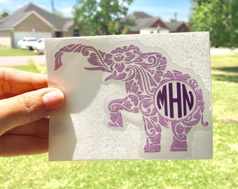 Elephant Monogram Decal-Elephant Decal | Monogram Decal | Elephant Decal | Monogrammed Elephant Decal | Elephant Decal | Car Decal
