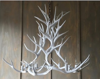 ON SALE Large Antler Chandelier Solid White