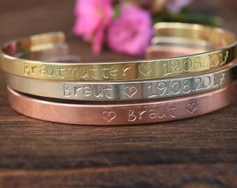 Custom Coordinates, Custom Name, Custom Bracelet, Wedding, Hochzeit, Gold, Silvginer, Rose Gold Cuff, Graduation, Bridesmaid, Trauzeugin