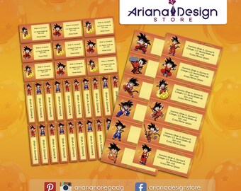 Printable and personalized Dragon Ball name tags - Dragon Ball Z school stickers - Dragon Ball Labels