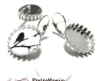 20 pieces: 10 blank SLEEPER claw A SERTIR 20 mm silver plate and 10 cabochons earrings