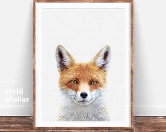 Fox Print, Nursery Woodland Wall Art, Baby Forest Print, Forest Animals, Printable Woodlands, Woodland Animals, Nursery Forest Art, Fox Face