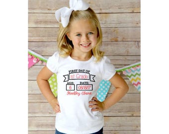 First Day of School Personalized T-Shirt - Back to School T-Shirt - Pre-School - 1st Grade - 2nd Grade - 3rd Grade - 4th Grade - 5th Grade