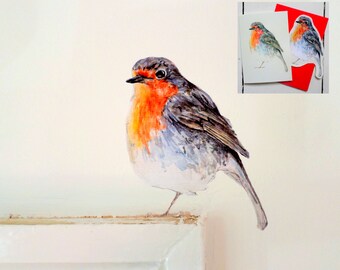 Robin wall decal, Christmas in July, every day card, robin card, robins, bird decal, robin gift, blank card, thinking of you, Christmas card